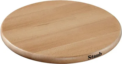 Image de Support pour poêle - Rond - Bois - 23 x 23 x 1,8 cm - 1 unité