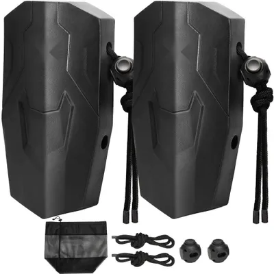 Produktbild von Bootsfender-Set 2x Fender 21,84 x 40,64 cm EVA - Horizontale oder vertikale Montage - Stegfender mit Polyesterseilen & Kabelschloss - Aufbewahrungstasche - UV-geschützt - Schwarz
