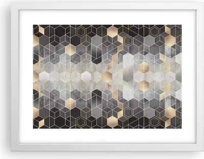 Produktbild von Gerahmtes Poster - Weißer Rahmen - Geometrisch Abstraktion Sechsecke - 40x30 cm - Wand Bild - Wanddeko - Wandbilder - Kunstposter - Wandposter - Bilderrahmen - Bilder - Kunstdruck - P2WAA40x30-4776