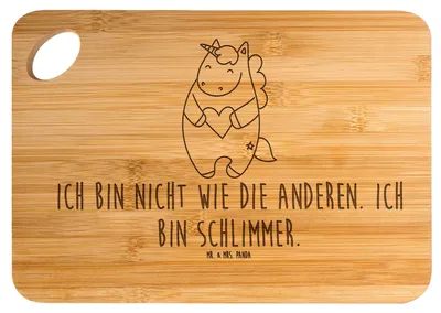 Produktbild von Mr. & Mrs. Panda Holzbrett Einhorn Herz - Transparent - Geschenk, schneidbrett, Lustig, Unicorn, Hackbrett, Schneidebrett, Holzbrettchen, Bunt, Einhörner, Brett