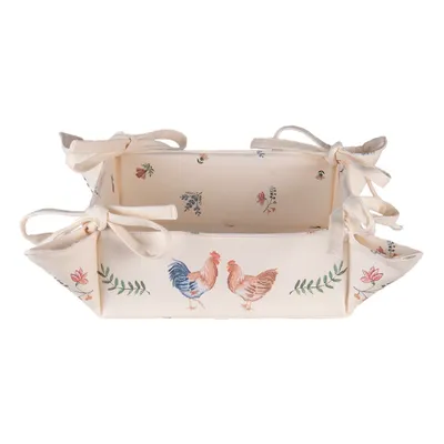 Produktbild von Clayre & Eef Brotkorb 35x35x8 cm Beige Blau Baumwolle Huhn und Hahn