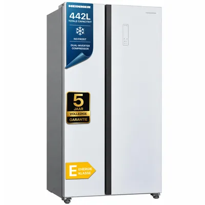 Productafbeelding van Heinner HSBS-H442NFGWHE++, Vrijstaand, Amerikaanse deur, Wit, 2 deuren, Touchscreen, LED
