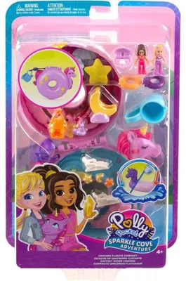 Image de Coffret polly pocket bouee licorne : piscine + 2 figurine + 12 accessoires - mattel - hkv34 - poupee