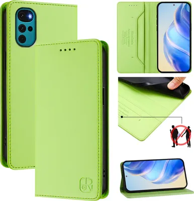 Obrázek produktu pro Kožené pouzdro pro Motorola Moto G22, flipové pouzdro s přihrádkami na karty, peněženkou a stojánkem Zelený