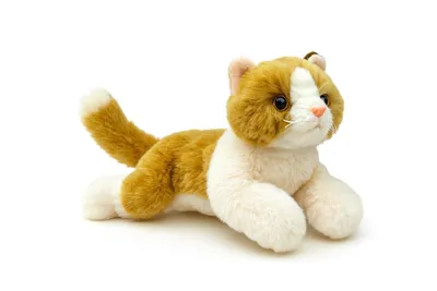 Produktbild von Plüschtier Katze 23 cm Orange Weiß liegend – Weiches Kuscheltier aus Plüsch