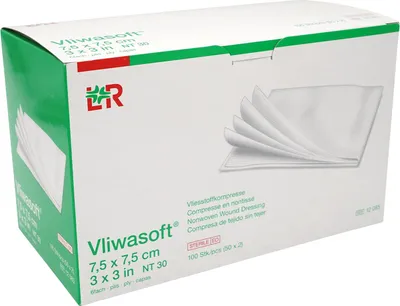 Zdjęcie produktu dla Kompres włókninowy Vliwasoft 7,5x7,5cm, 50X2 szt KOM