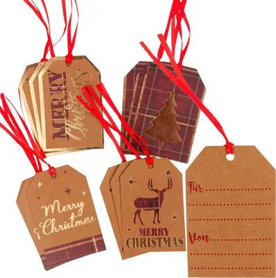 Produktbild von Weihnachten Geschenkanhänger Tags 12Pcs/Paar Geschenk