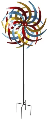 XXL Windrad Tricolor (Rot, Gelb, Petrol) aus Metall