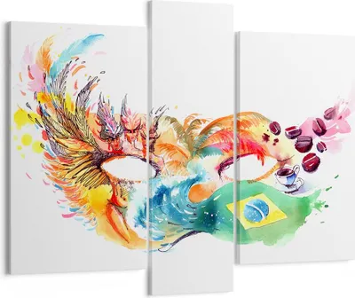 Produktbild von Bild auf Leinwand - Leinwandbild - Flagge Karneval Brasilien - 95x80cm - Wand Bild - Wanddeko - Leinwanddruck - Bilder - Kunstdruck - Wanddekoration - Leinwand bilder - Wandkunst - CB95x80-3036