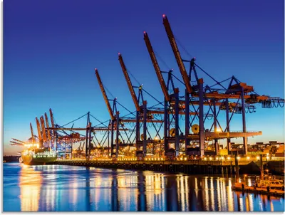 Produktbild von ARTland Glasbild Hamburg Containerhafen Größe: 80x60 cm