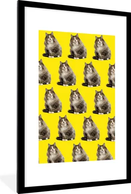 Produktbild von MuchoWow® MuchoWow® Gerahmtes Poster Haustiere - Gelb - Muster 60x90 cm - Poster mit zchwarzem Bilderrahmen - Dekoration - Wandposter Wohnzimmer - Hochwertig