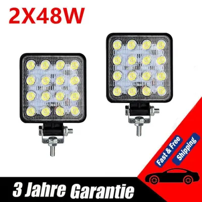 Produktbild von 2X 48W LED Arbeitsscheinwerfer Rückfahrscheinwerfer Auto Scheinwerfer 12V/24V 4"
