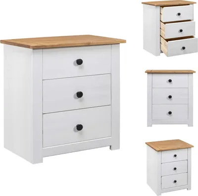 Image de vidaXL Table de chevet blanche 46 x 40 x 57 cm Pin de Panama - Tables de chevet