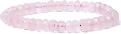 Immagine prodotto di Bracciale Quarzo Rosa Sfaccettato Qualità Aa Elastico - 0,8 Cm