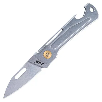 Obrázek produktu pro Mini skládací nůž s otvírákem, rozměry 1,77 palce, lehký, ocel 420, stříbrná barva
