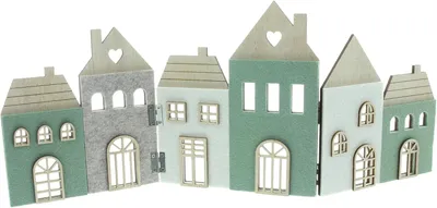 Produktbild von Häuser "Nachbarschaft", MDF, Filz, Metall Maße: 49 x 20 cm