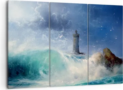 Produktbild von Bild auf Leinwand - Leinwandbild - Leuchtturm Meer - 105x70cm - Wand Bild - Wanddeko - Wandbilder - Leinwanddruck - Bilder - Kunstdruck - Wanddekoration - Leinwand bilder - Wandkunst - CE105x70-3576