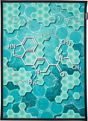 Produktbild von PSYWORK Schwarzlicht Stoffposter Neon "Chemical Formula", 0,5x0,7m