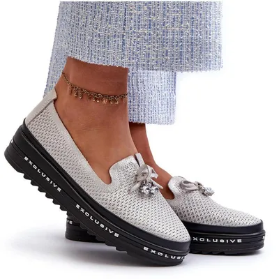 Produktbild von Glanzvolle Damen Lederslipper auf Plateau S.Barski LR400 Silber 37