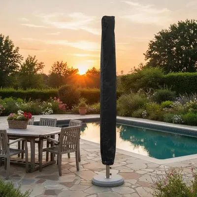 Zdjęcie produktu dla Pokrowiec ochronny na parasol, 200 cm - Pokrowiec na parasol przeciwsłoneczny - Wodoodporny - Odporny na promieniowanie UV - 100% poliester z zamkiem błyskawicznym - Czarny