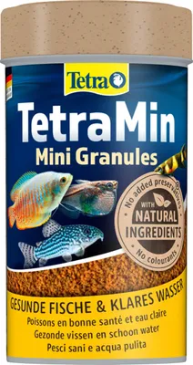 Produktbild von TetraMin Mini Granules, langsam absinkendes Fischfutter für kleine Zierfische, 100 ml