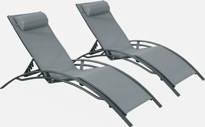 Immagine prodotto di Set 2 lettini prendisole in alluminio textilene multiposizione, Antracite