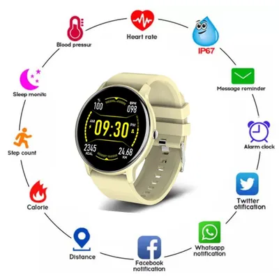 Produktbild von Smartwatch Blutdruckmessung Wasserdicht Fitness Tracker Armband Pulsmesser Gelb