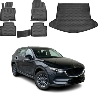 Immagine prodotto di Set tappetini e fodera bagagliaio per Mazda CX-5 2017-2021 in gomma TPE nero 5x