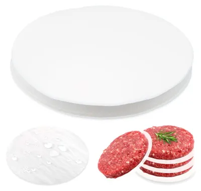 Produktbild von 200 Blatt Backpapier für eine Hamburgerpresse, Antihaftpapier für Hamburger, 11 cm rundes Hamburgerpapier, Hamburgerpapier, Antihaftpapier für Hamburger-Patties, fettdichtes Papier für Hamburger-Patties auf dem Grill