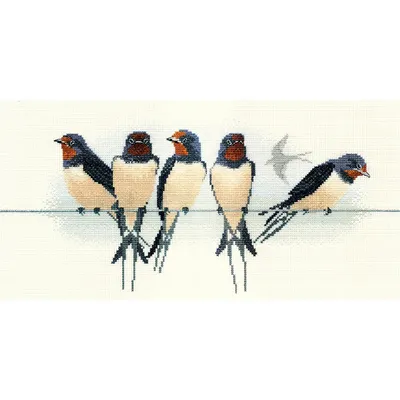 Produktbild von Bothy Threads Kreuzstichset "Vögel - Schwalben", 36x18cm, dwbb05, Kreuzstichmuster, Zählmuster