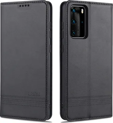 Produktbild von LaimTop LederHülle für Huawei P40, Klapphüllen Brieftasche Magnetverschluss Ständer Schutzhülle für Huawei P40 Schwarz