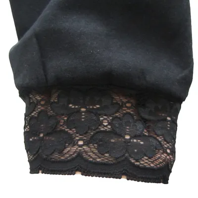 Mädchen Capri-Leggings mit Raschelspitze am Abschluss schwarz Spitzendetail
