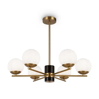 Image de Suspension, métal verre, laiton, 8 flammes, D 67 cm