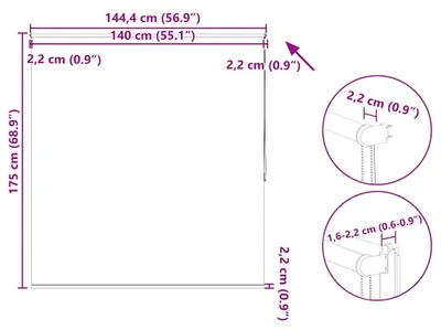 Produktbild von vidaXL Verdunkelungsrollo 144,4 x 175 cm, Stoffbreite 140 cm, grau