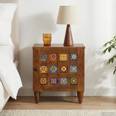 Zdjęcie produktu dla vidaXL Stolik nocny brązowy 40 x 33 x 46 cm lite drewno mango