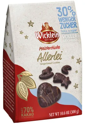 Zdjęcie produktu dla Wickelin Meisterstücke Allerlei ciemna czekolada bez cukru 300g