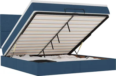 Image de vidaXL Ottoman-lit avec matelas & LEDs Bleu 200x200 cm Tissu