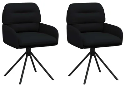 Image de vidaXL : 2 chaises de salle à manger, revêtues de similicuir noir, dimensions : 59 x 59,5 x 90 cm