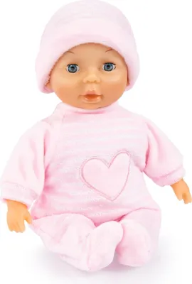 Produktbild von My First Baby Bayer Design 92802AT 28cm, Babypuppe, Weichkörperpuppe mit Schlafaugen, sehr handlich, niedliches Outfit, rosa mit herz
