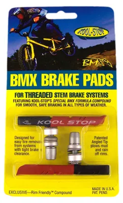 Produktbild von Kool-Stop Bremsschuhe T6 BMX dual V-Brake, L=78,5mm asymm., Alu-Felgen, schwarz/salmon