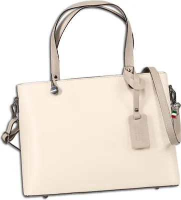 Immagine prodotto di Borsa da donna Florence, a tracolla, in pelle beige e grigia, dimensioni 16x37x28 cm, OTF175I1