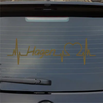Produktbild von Heckscheibenaufkleber Hagen Herzschlag Puls Stadt Liebe 55x17 cm Gold Auto Aufkleber Sticker