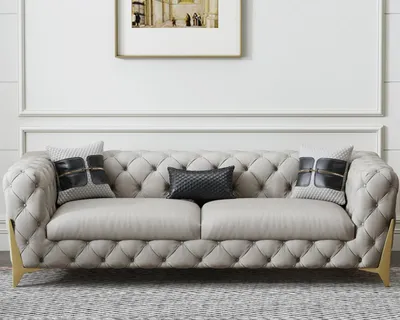 Produktbild von Couch Samt Leder Wohnzimmer Sofa Couchen Chesterfield 3-er Dreisitzer Polster