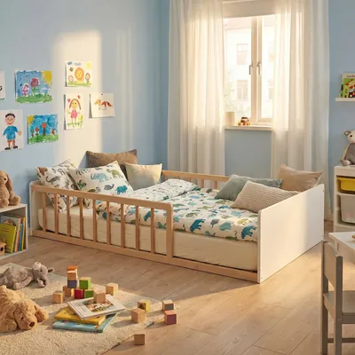 Obrázok produktu pre Detská postieľka PILOU s roštom / Detská postieľka 90x190 – biela a svetlé drevo