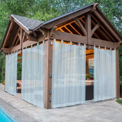 Produktbild von Terrassenvorhang Wasserdicht Gardinen Outdoor Vorhnge Wetterfest Transparent Pavillon & Terrasse Deko Balkon 1 er Blau, B132xH213cm
