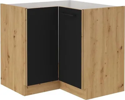 Immagine prodotto di Armadietto inferiore ad angolo MALILA - 90x90 cm, nero / rovere artisan