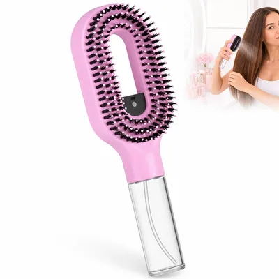 Produktbild von 2-in-1 Entwirrungsbürste mit Sprühfunktion für trockenes&nasses Haar Locken, Wellen&glattes Haar Anti-Frizz-Kamm mit Wassertank alle Haartypen rosa