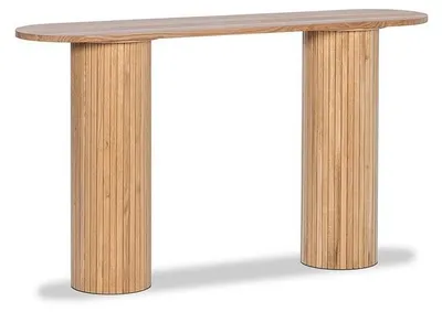 Zdjęcie produktu dla Elegancka konsola z pionowymi listwami z litego drewna naturalnego