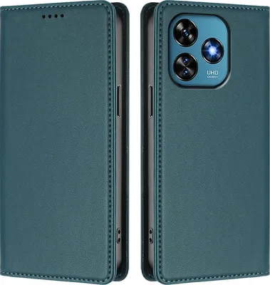 Image de Etui en cuir pour Oukitel C51, étui magnétique en cuirPolyuréthaneavec support Vert