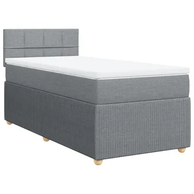Produktbild von Boxspringbett mit Matratze Hellgrau 100x200 cm Stoff